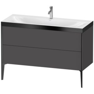Duravit XViu Waschtisch-Unterschrank XV4712OB249P 120x48cm, 2 Schubkästen, 1 Hahnloch, schwarz matt, Rahmen P, graphit matt