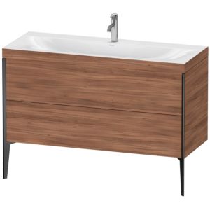 Duravit XViu vanity unit XV4712OB279C 120x48cm, 2 drawers, 2000 tap hole, matt black, Rahmen C, natural walnut