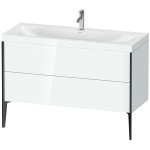 Duravit XViu vanity unit XV4712OB285C 120x48cm, 2 drawers, 2000 tap hole, black matt, Rahmen C, white high gloss