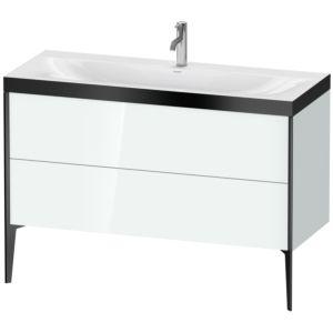 Duravit XViu Waschtisch-Unterschrank XV4712OB285P 120x48cm, 2 Schubkästen, 1 Hahnloch, schwarz matt, Rahmen P, weiß hochglanz