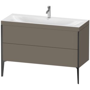 Duravit XViu vanity unit XV4712OB290C 120x48cm, 2 drawers, 2000 tap hole, black matt, Rahmen C, flannel gray silk matt