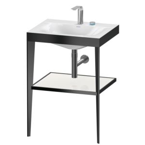 Duravit XViu washbasin combination XV4714EB285 60 x48 cm, 2 tap holes, white high gloss, with metal console, black matt