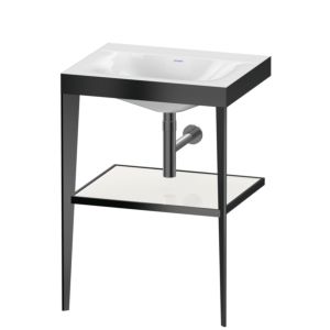 Duravit XViu Möbelwaschtisch-Kombination XV4714NB285 60 x 48 cm, ohne Hahnloch, weiß hochglanz, mit Metallkonsole, schwarz matt