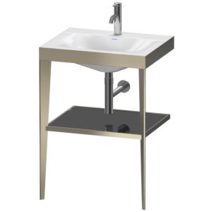 Duravit XViu vasque combinaison XV4714OB140 60 x48 cm, 2000 , noir brillant, avec console en métal, champagne mat