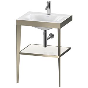 Duravit XViu Möbelwaschtisch-Kombination XV4714OB185 60 x48 cm, 1 Hahnloch, weiß hochglanz, mit Metallkonsole, champagner matt
