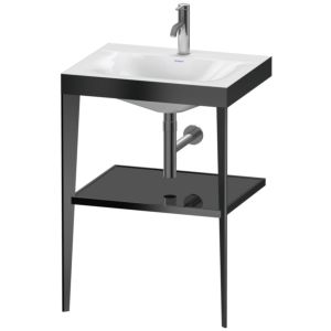 Duravit XViu washbasin combination XV4714OB240 60 x48 cm, 2000 tap hole, black high gloss, with metal console, black matt