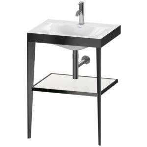 Duravit XViu Möbelwaschtisch-Kombination XV4714OB285 60 x48 cm, 1 Hahnloch, weiß hochglanz, mit Metallkonsole, schwarz matt