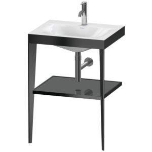 Duravit XViu washbasin combination XV4714OB289 60 x48 cm, 2000 tap hole, flannel gray high gloss, with metal console, matt black