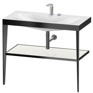 Duravit XViu Möbelwaschtisch-Kombination XV4716EB285 100 x 48 cm, 2 Hahnlöcher, weiß hochglanz, mit Metallkonsole, schwarz matt