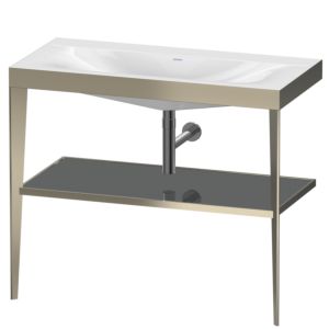 Duravit XViu vasque combinaison XV4716NB189 100 x 48 cm, sans trou pour robinet, gris flanelle brillant, avec console en métal, champagne mat