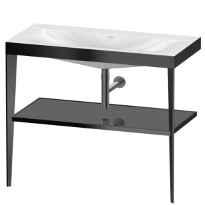 Duravit XViu Möbelwaschtisch-Kombination XV4716NB289 100 x 48 cm, ohne Hahnloch, flannel grey hochglanz, mit Metallkonsole, schwarz matt