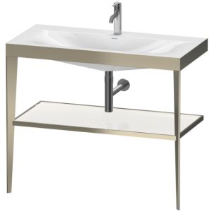 Duravit XViu Möbelwaschtisch-Kombination XV4716OB185 100 x 48 cm, 1 Hahnloch, weiß hochglanz, mit Metallkonsole, champagner matt
