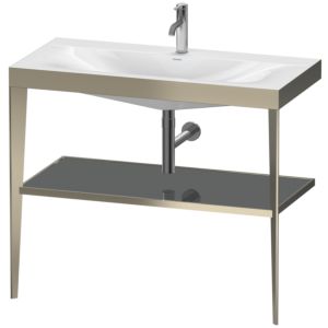 Duravit XViu Möbelwaschtisch-Kombination XV4716OB189 100 x 48 cm, 1 Hahnloch, flannel grey hochglanz, mit Metallkonsole, champagner matt