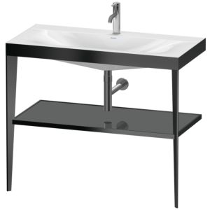 Duravit XViu Möbelwaschtisch-Kombination XV4716OB289 100 x 48 cm, 1 Hahnloch, flannel grey hochglanz, mit Metallkonsole, schwarz matt