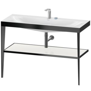 Duravit XViu washbasin combination XV4717EB285 120 x 48 cm, 2 tap holes, white high gloss, with metal console, black matt