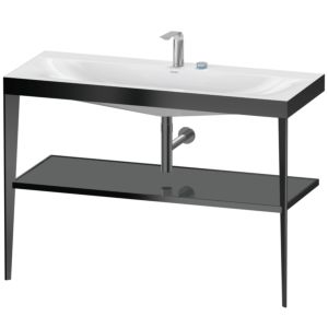 Duravit XViu washbasin combination XV4717EB289 120 x 48 cm, 2 tap holes, flannel gray high gloss, with metal console, matt black