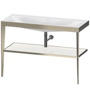 Duravit XViu Möbelwaschtisch-Kombination XV4717NB185 120 x 48 cm, ohne Hahnloch, weiß hochglanz, mit Metallkonsole, champagner matt