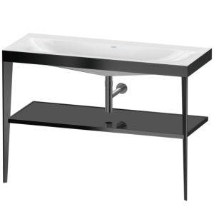 Duravit XViu Möbelwaschtisch-Kombination XV4717NB240 120 x 48 cm, ohne Hahnloch, schwarz hochglanz, mit Metallkonsole, schwarz matt