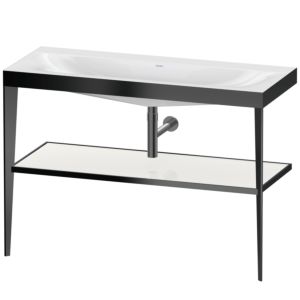 Duravit XViu Möbelwaschtisch-Kombination XV4717NB285 120 x 48 cm, ohne Hahnloch, weiß hochglanz, mit Metallkonsole, schwarz matt