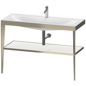 Duravit XViu vasque combinaison XV4717OB185 120 x 48 cm, trou pour robinet 2000 blanc haute brillance, avec console en métal, champagne mat