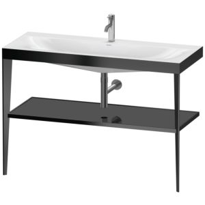Duravit XViu washbasin combination XV4717OB240 120 x 48 cm, 2000 tap hole, black high-gloss, with metal console, black matt