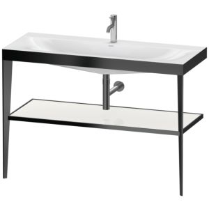 Duravit XViu Möbelwaschtisch-Kombination XV4717OB285 120 x 48 cm, 1 Hahnloch, weiß hochglanz, mit Metallkonsole, schwarz matt