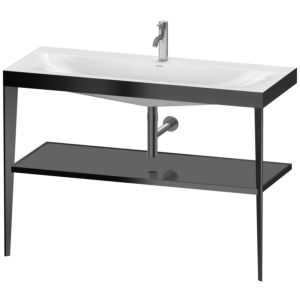 Duravit XViu washbasin combination XV4717OB289 120 x 48 cm, 2000 tap hole, flannel gray high gloss, with metal console, matt black