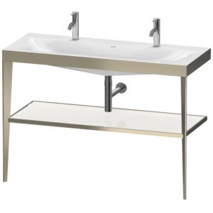 Duravit XViu Möbelwaschtisch-Kombination XV4718OB185 120 x 48 cm, mit Metallkonsole, champagner matt, weiß hochglanz