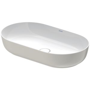 Duravit Luv Aufsatz-Waschtisch 03797023001 70x40cm, geschliffen, ohne Hahnloch, Überlauf, Hahnlochbank, weiß/grau seidenmatt WonderGliss