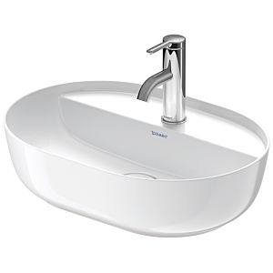vasque à poser Duravit Luv 03805000001 50x40cm, meulé, trou pour robinetterie 2000 , sans trop-plein, avec banc pour robinetterie, blanc WonderGliss