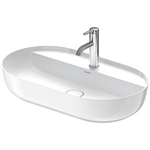 Duravit Luv Aufsatz-Waschtisch 03807000001 70x40cm, geschliffen, 1 Hahnloch, ohne Überlauf, mit Hahnlochbank, weiß WonderGliss