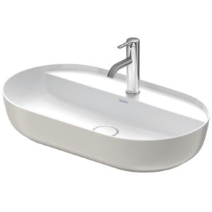 Duravit Luv Aufsatz-Waschtisch 0380702300 70x40cm, geschliffen, 1 Hahnloch, ohne Überlauf, mit Hahnlochbank, weiß/grau seidenmatt