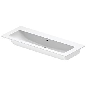 Duravit Me by Starck Möbel-Waschtisch 23611232601 123x49cm, ohne Hahnloch, mit Überlauf, mit Hahnlochbank, weiß seidenmatt, WonderGliss