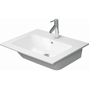Duravit Me by Starck Möbel-Waschtisch 2336633260 63 x 49 cm, weiß seidenmatt, ohne Hahnloch, mit Überlauf, Hahnlochbank
