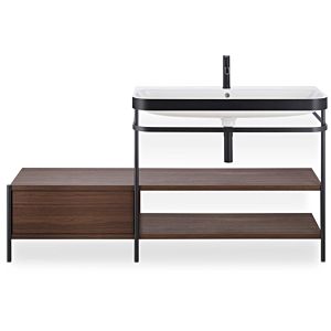 Duravit Happy D.2 Plus Möbelwaschtisch-Kombination HP4748O6969 160 x 49 cm, 1 Hahnloch, nussbaum gebürstet, mit Metallkonsole