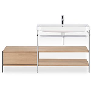 Duravit Happy D.2 Plus combinaison lavabo pour meuble HP4847O7171 140 x 49 cm, 1 trou pour robinetterie, chêne méditerranéen, avec console en métal