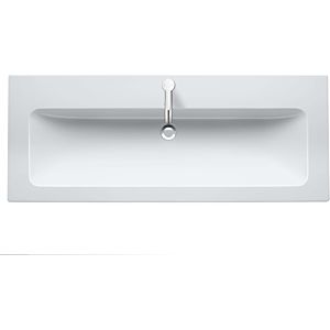 Duravit furniture washbasin 2361123200 123 x 49 cm, with tap hole, with overflow, with tap hole bank, white satin finish