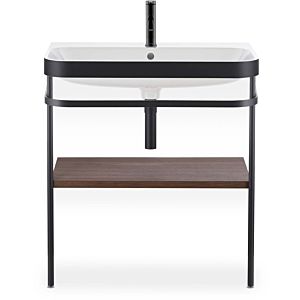 Combinaison lavabo pour meuble Duravit Happy D.2 Plus HP4737O6969 77,5 x 49 cm, 1 trou pour robinetterie, noyer brossé, avec console en métal