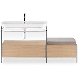 Duravit Happy D.2 Plus Möbelwaschtisch-Kombination HP4863O7171 160x49cm, mit Metallkonsole, 1 Hahnloch, mediterrane Eiche