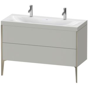 Duravit XViu vanity unit XV4713OB107C 120x48cm, 2 pull-outs, without tap hole, matt champagne, Rahmen C, matt concrete gray