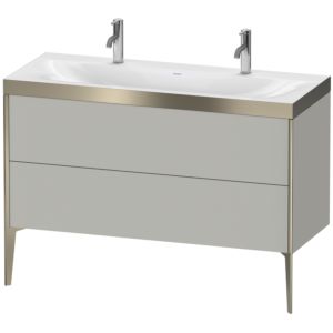 Duravit XViu vanity unit XV4713OB107P 120x48cm, 2 pull-outs, without tap hole, matt champagne, Rahmen P, matt concrete gray