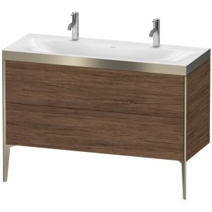 Duravit XViu vanity unit XV4713OB121P 120x48cm, 2 pull-outs, without tap hole, matt champagne, Rahmen P, dark walnut