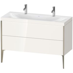 Duravit XViu vanity unit XV4713OB122C 120x48cm, 2 pull-outs, without tap hole, matt champagne, Rahmen C, white high gloss