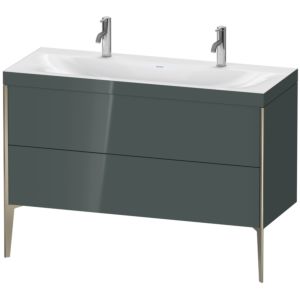 Duravit XViu vanity unit XV4713OB138C 120x48cm, 2 pull-outs, without tap hole, matt champagne, Rahmen C, dolomiti gray high gloss
