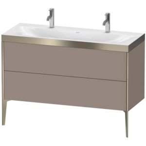 XViu Duravit vasque XV4713OB143P 120x48cm, 2 coulissants, sans trou pour robinet, champagne mat, Cadres P, basalte mat