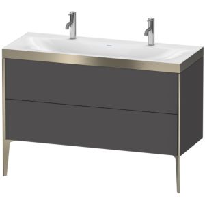 XViu Duravit vasque XV4713OB149P 120x48cm, 2 coulissants, sans trou pour robinet, champagne mat, Cadres P, graphite mat