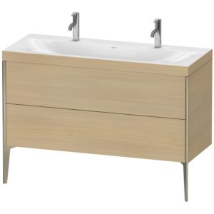 Duravit XViu Waschtisch-Unterschrank XV4713OB171C 120x48cm, 2 Auszüge, ohne Hahnloch, champagner matt, Rahmen C, mediterrane eiche