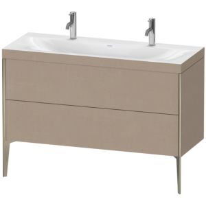 Duravit XViu vanity unit XV4713OB175C 120x48cm, 2 pull-outs, without tap hole, matt champagne, Rahmen C, linen