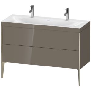 Duravit XViu Waschtisch-Unterschrank XV4713OB189C 120x48cm, 2 Auszüge, ohne Hahnloch, champagner matt, Rahmen C, flannel grey hochglanz