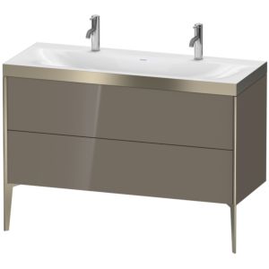 Duravit XViu Waschtisch-Unterschrank XV4713OB189P 120x48cm, 2 Auszüge, ohne Hahnloch, champagner matt, Rahmen P, flannel grey hochglanz